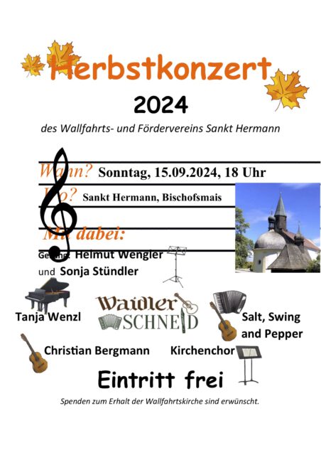 Herbstkonzert am 15. September 2024 um 18.00 Uhr in St. Hermann